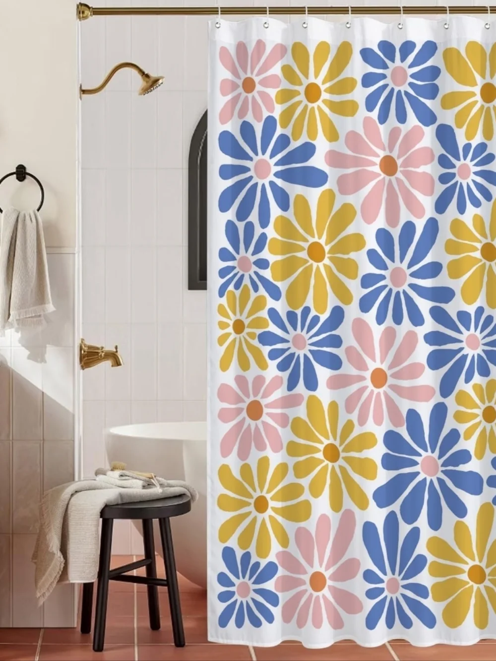 NEW! Pastel Daisy Shower Curtain 72x72